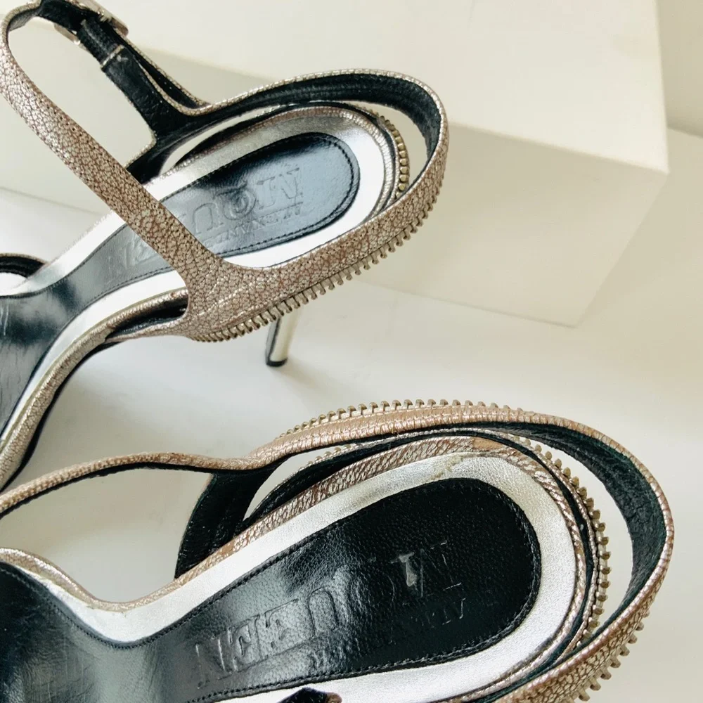 Alexander McQueen skull silver high heel sandals 38